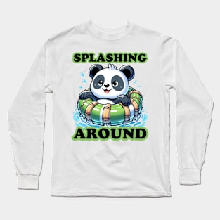 Panda Pool Party - Splashing Around Cute Summer Tee Long Sleeve T-Shirt